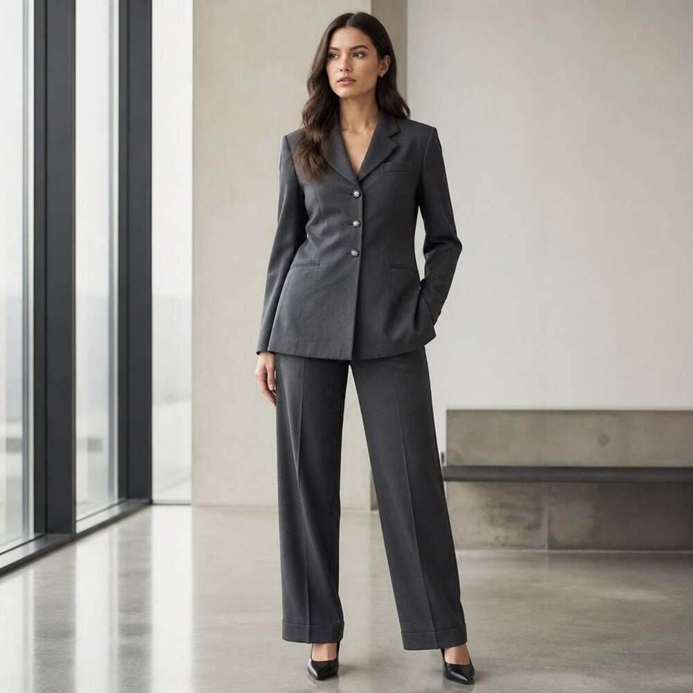 Jonathan Logan Vintage Grey 2-Piece Pant Suit Set Size 16